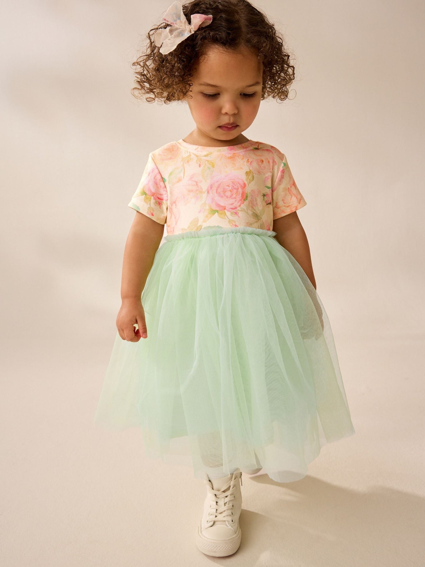 Sage Green Floral Mesh Party Dress (3mths-7yrs)