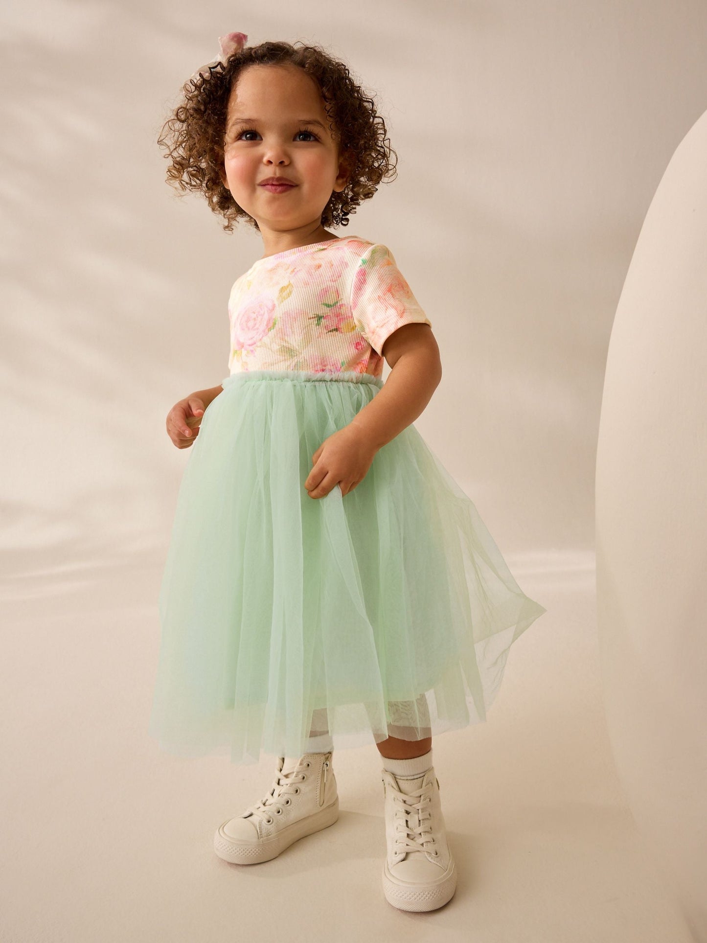 Sage Green Floral Mesh Party Dress (3mths-7yrs)