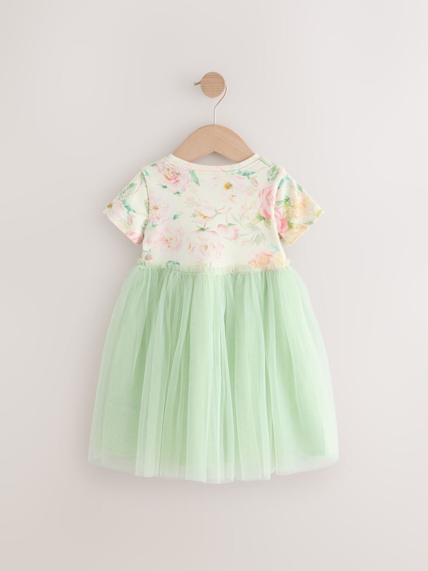 Sage Green Floral Mesh Party Dress (3mths-7yrs)