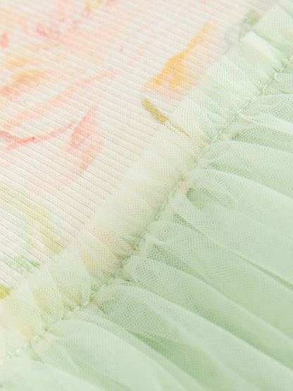 Sage Green Floral Mesh Party Dress (3mths-7yrs)