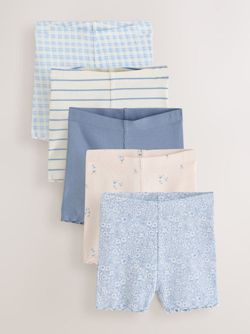 Blue Ribbed Shorts 5 Pack (3mths-7yrs) image 1