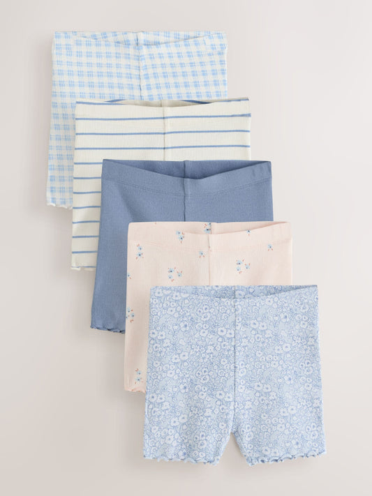 Blue Ribbed Shorts 5 Pack (3mths-7yrs) image 1