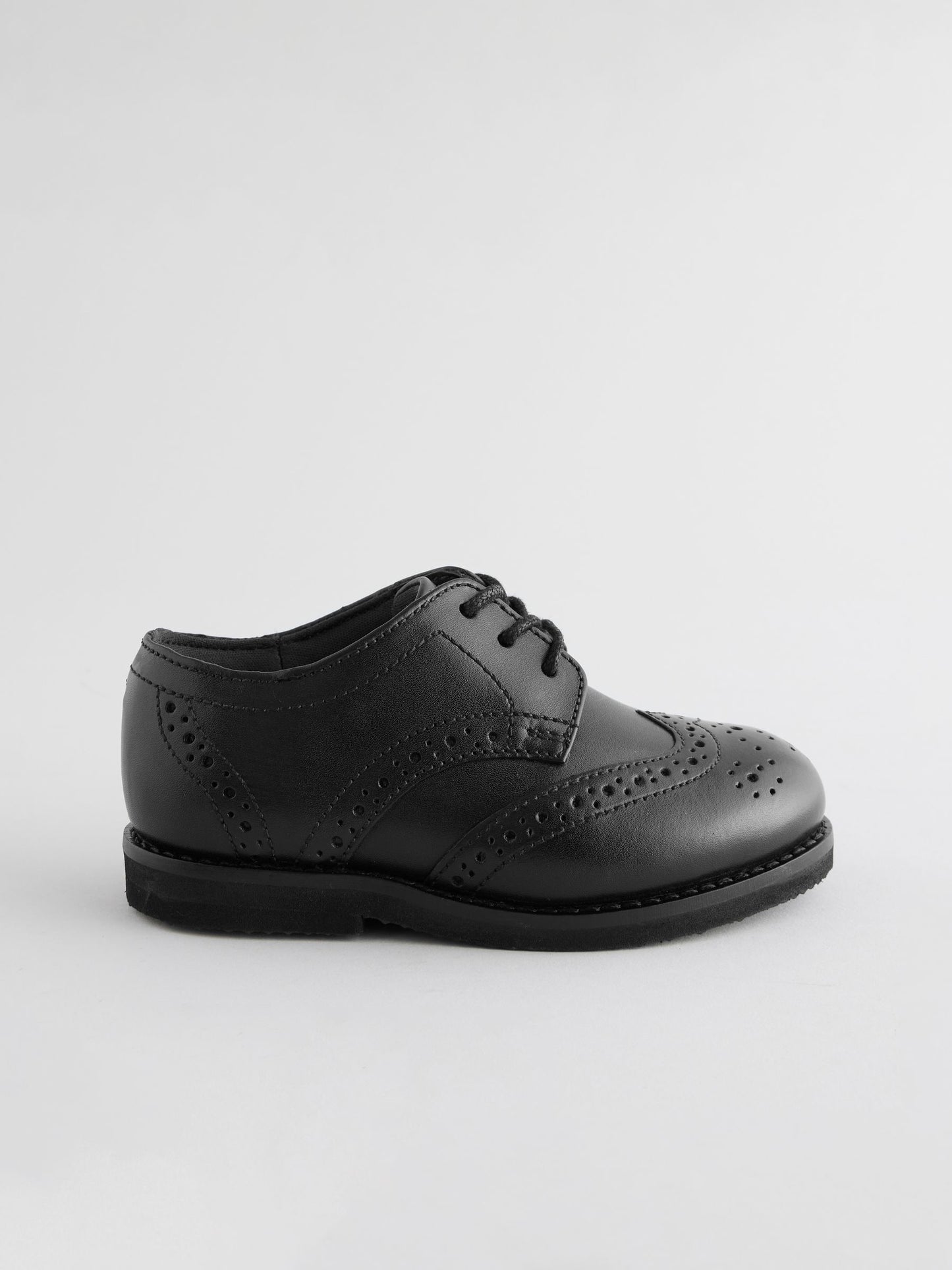 Black Wide Fit (G) Smart Leather Brogue Shoes image 3