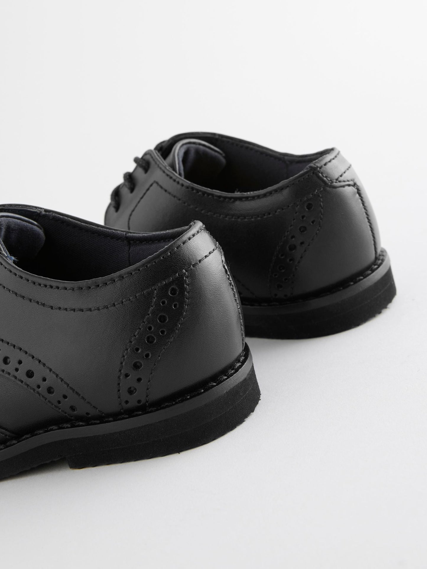 Black Wide Fit (G) Smart Leather Brogue Shoes image 5