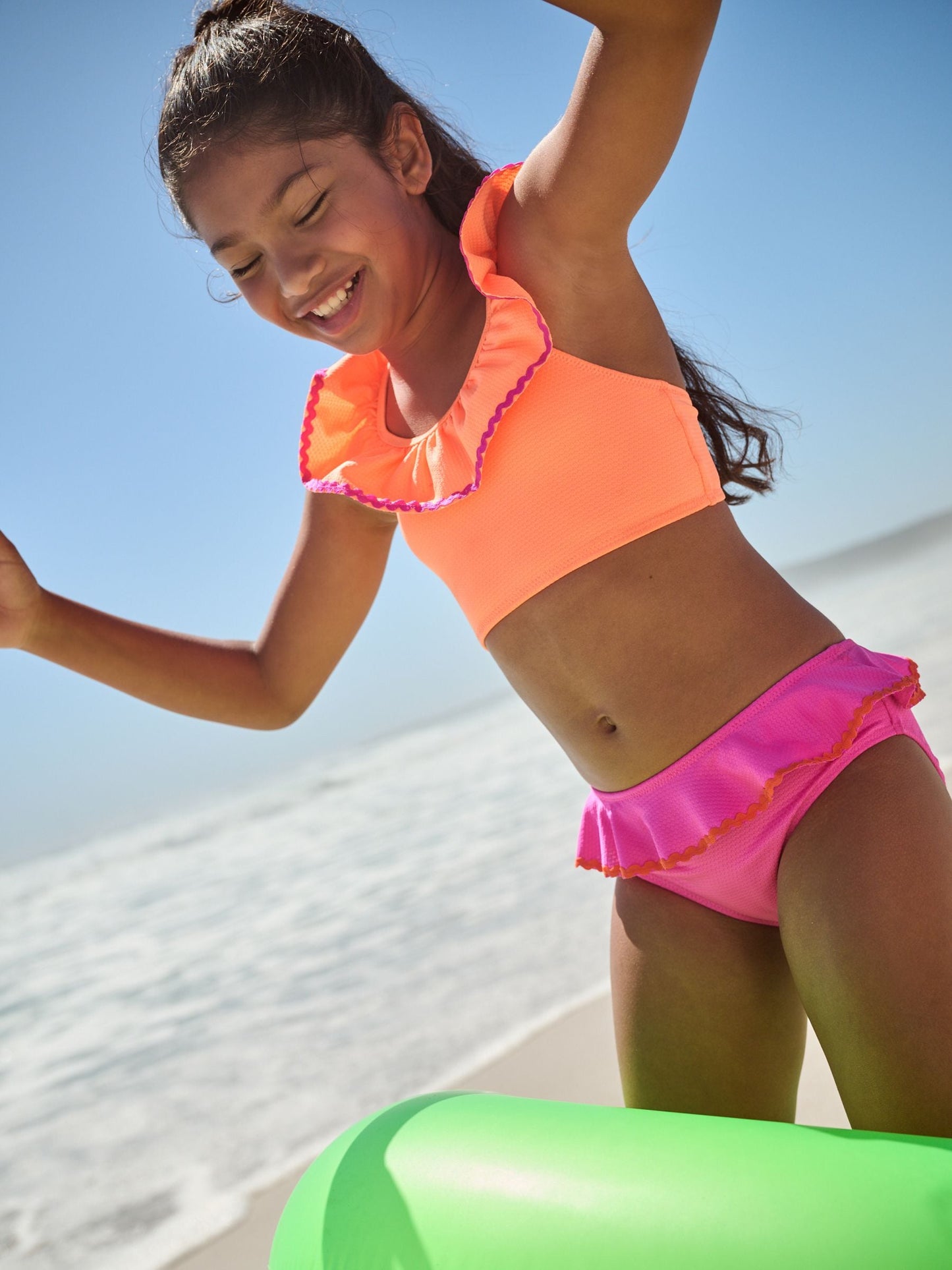 Pink/Orange Ruffle Bikini (3-16yrs) image 3