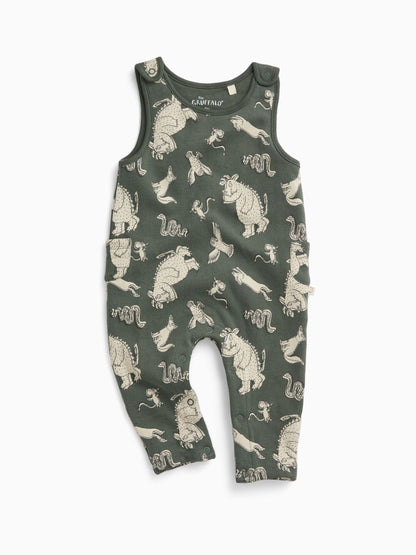MORI Green Khaki Gruffalo Print  Sleeveless Dungarees - image 2