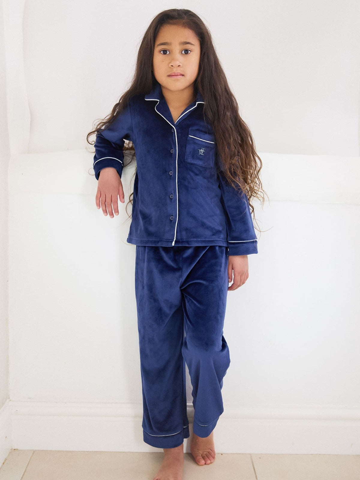 The Little Tailor Blue Luxury Soft Touch Velour Pyjamas - image 1