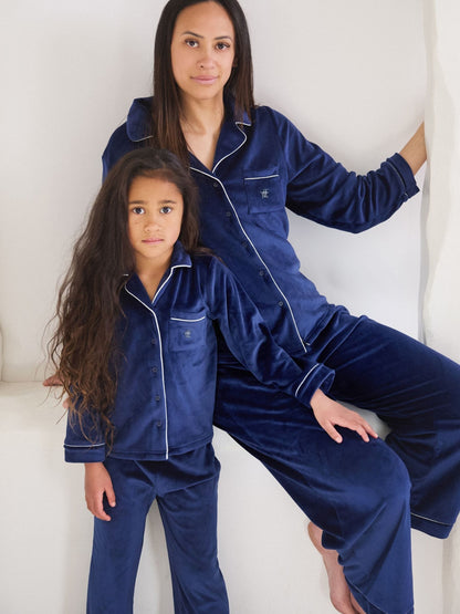 The Little Tailor Blue Luxury Soft Touch Velour Pyjamas - image 2