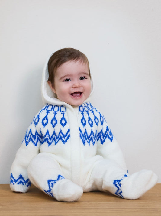 The Little Tailor Blue Soft Knitted Lined Pramsuit - image 1