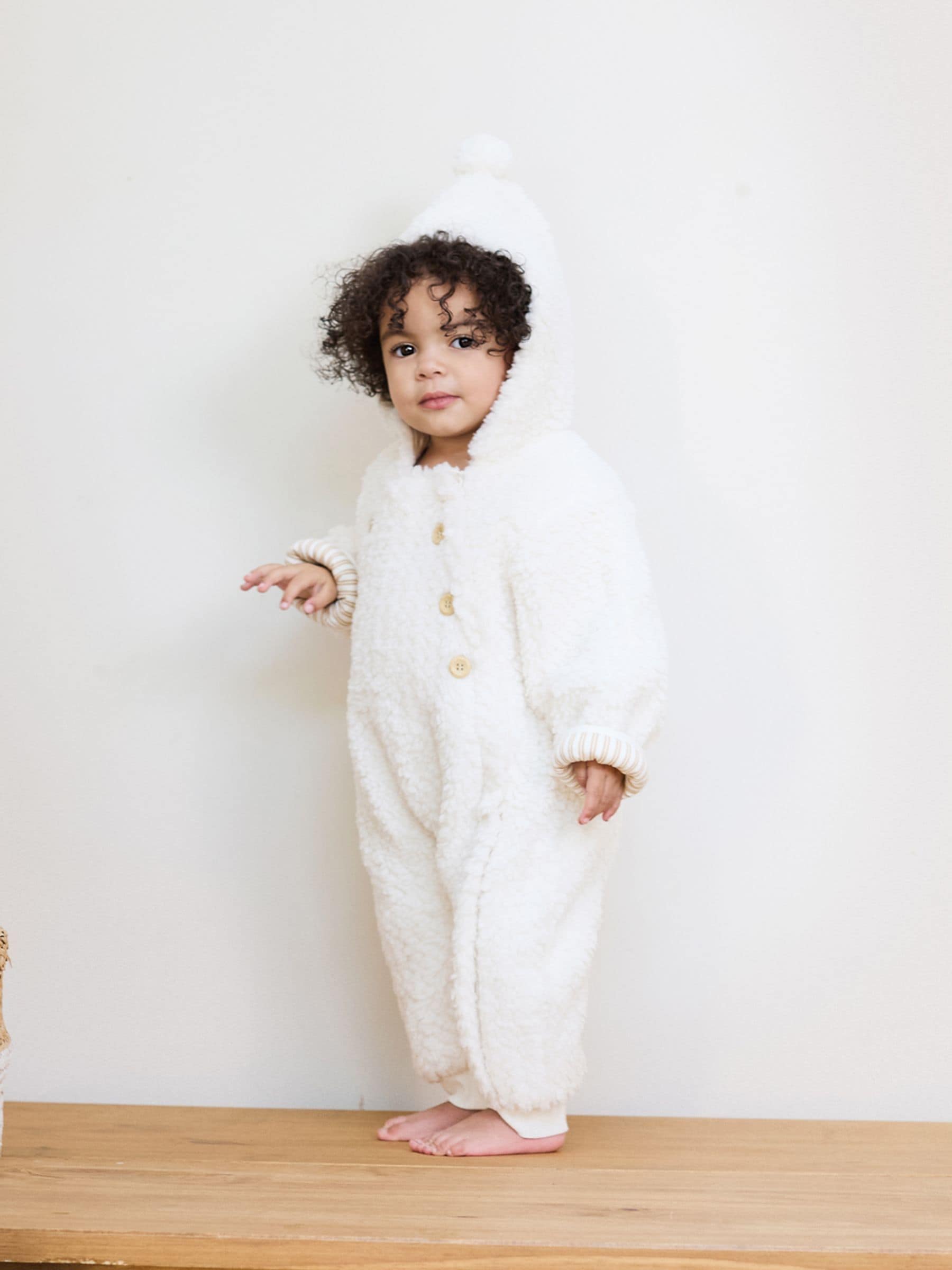 The Little Tailor Cream Chunky Sherpa Fleece Pramsuit image 3