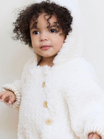 The Little Tailor Cream Chunky Sherpa Fleece Pramsuit image 4
