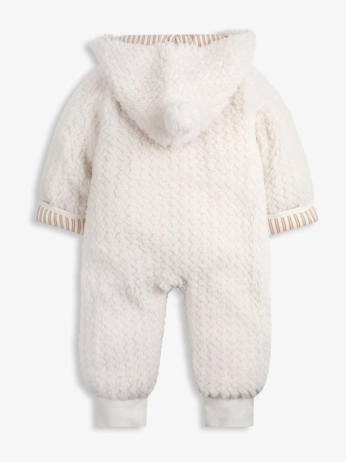 The Little Tailor Cream Chunky Sherpa Fleece Pramsuit image 5