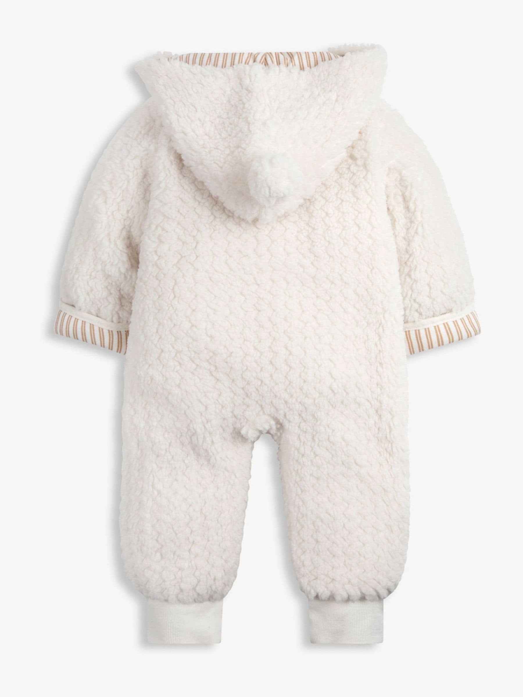 The Little Tailor Cream Chunky Sherpa Fleece Pramsuit image 5
