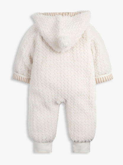 The Little Tailor Cream Chunky Sherpa Fleece Pramsuit image 5