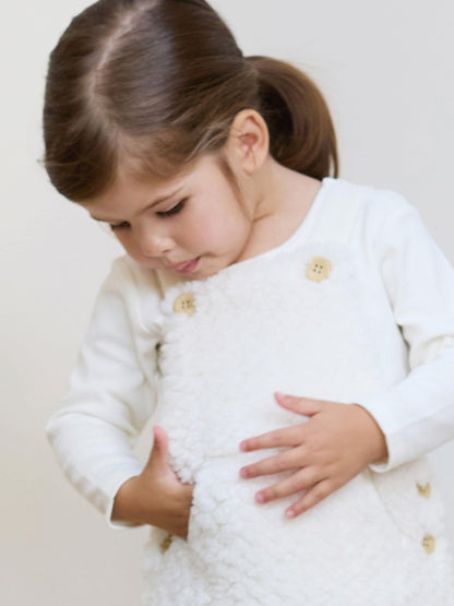The Little Tailor Cream Chunky Sherpa Fleece Dungarees And Bodysuit Set - image 4