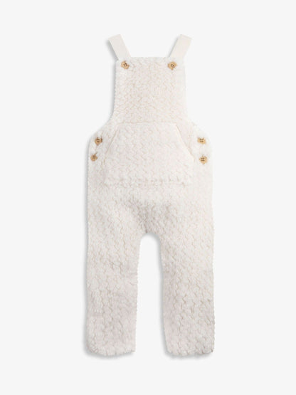 The Little Tailor Cream Chunky Sherpa Fleece Dungarees And Bodysuit Set - image 6