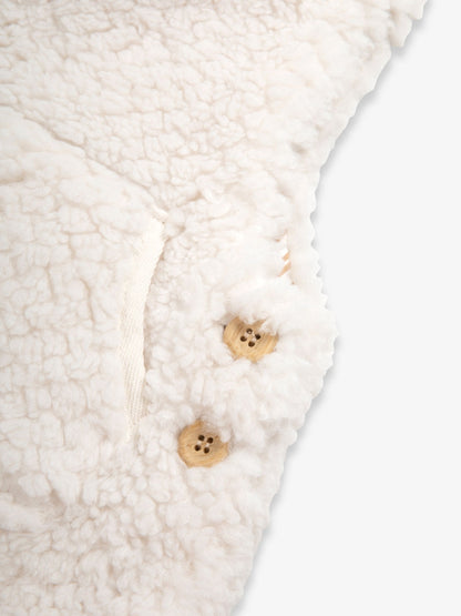 The Little Tailor Cream Chunky Sherpa Fleece Dungarees And Bodysuit Set - image 7