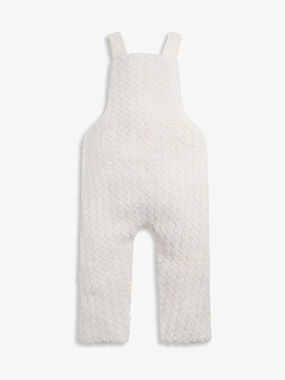 The Little Tailor Cream Chunky Sherpa Fleece Dungarees And Bodysuit Set - image 8