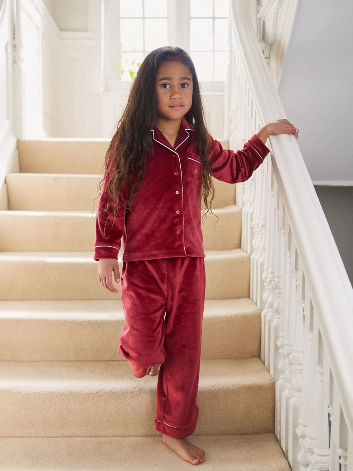 The Little Tailor Red Luxury Soft Touch Velour Pyjamas - image 1