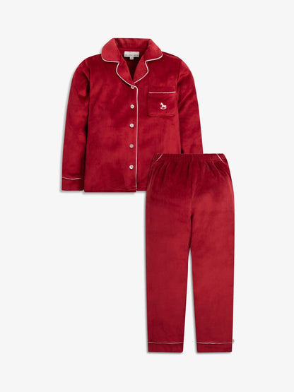 The Little Tailor Red Luxury Soft Touch Velour Pyjamas - image 3