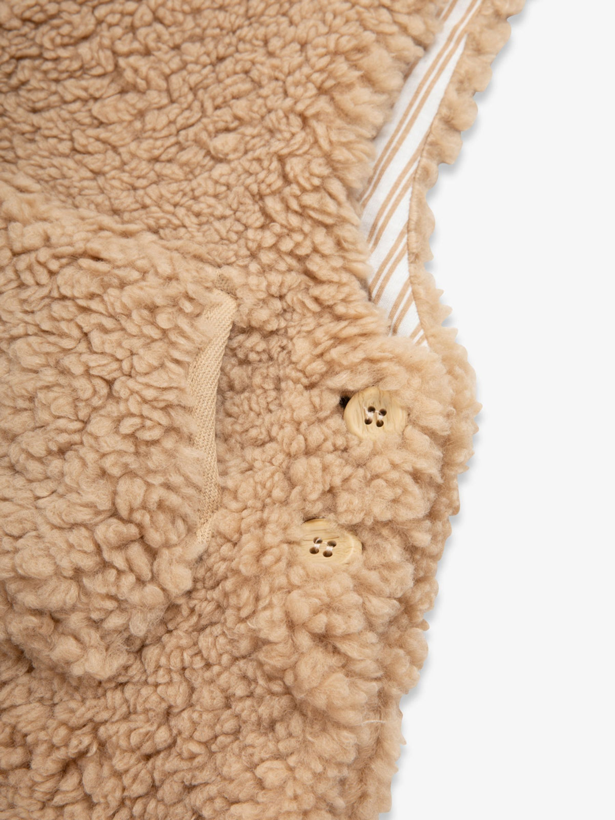 The Little Tailor Natural Chunky Sherpa Fleece Dungarees And Bodysuit Set - image 8