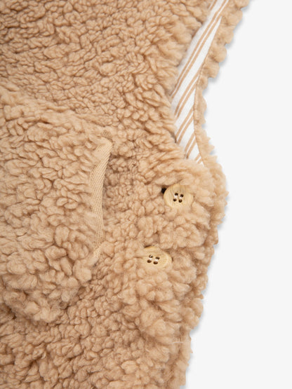 The Little Tailor Natural Chunky Sherpa Fleece Dungarees And Bodysuit Set - image 8