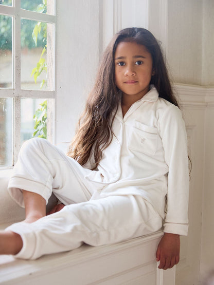 The Little Tailor Cream Luxury Soft Touch Velour Pyjamas - image 1