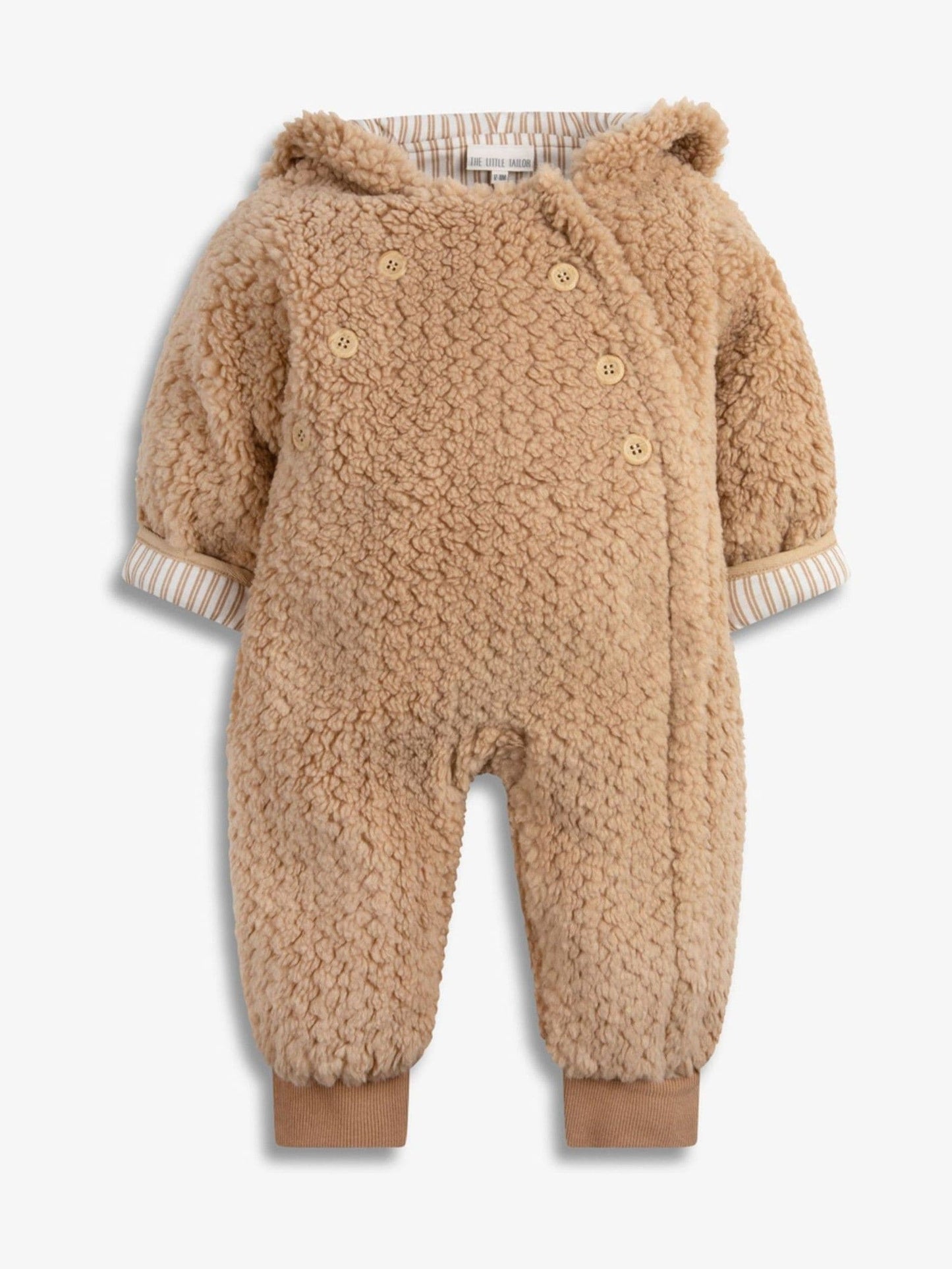 The Little Tailor Natural Chunky Sherpa Fleece Pramsuit image 5