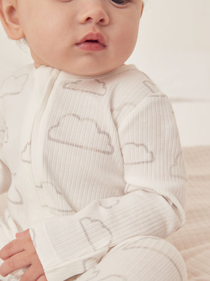 The White Company White Cloud Rib Zip Cotton Sleepsuit image 3