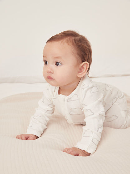The White Company White Cloud Rib Zip Cotton Sleepsuit image 4