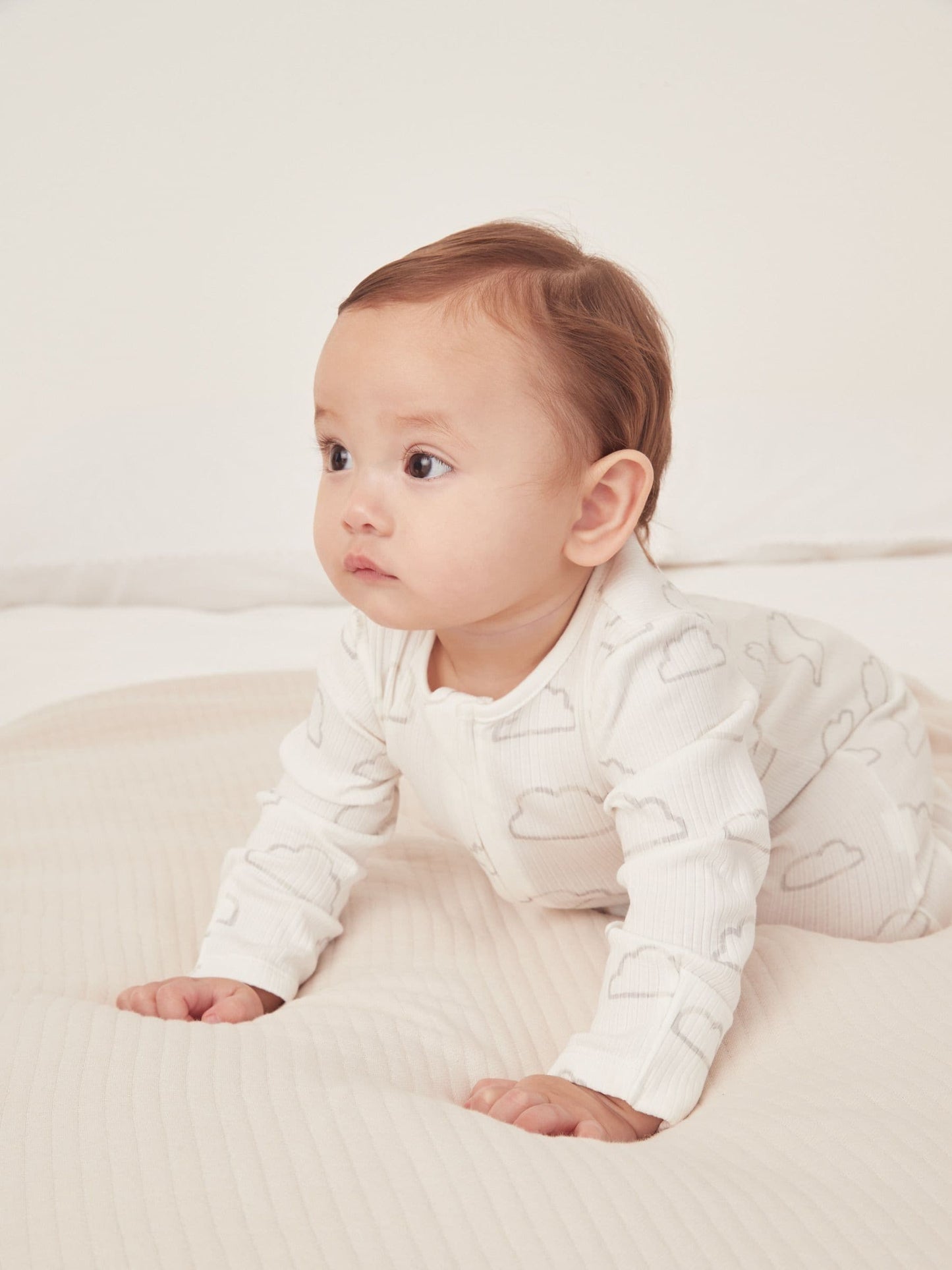 The White Company White Cloud Rib Zip Cotton Sleepsuit image 4
