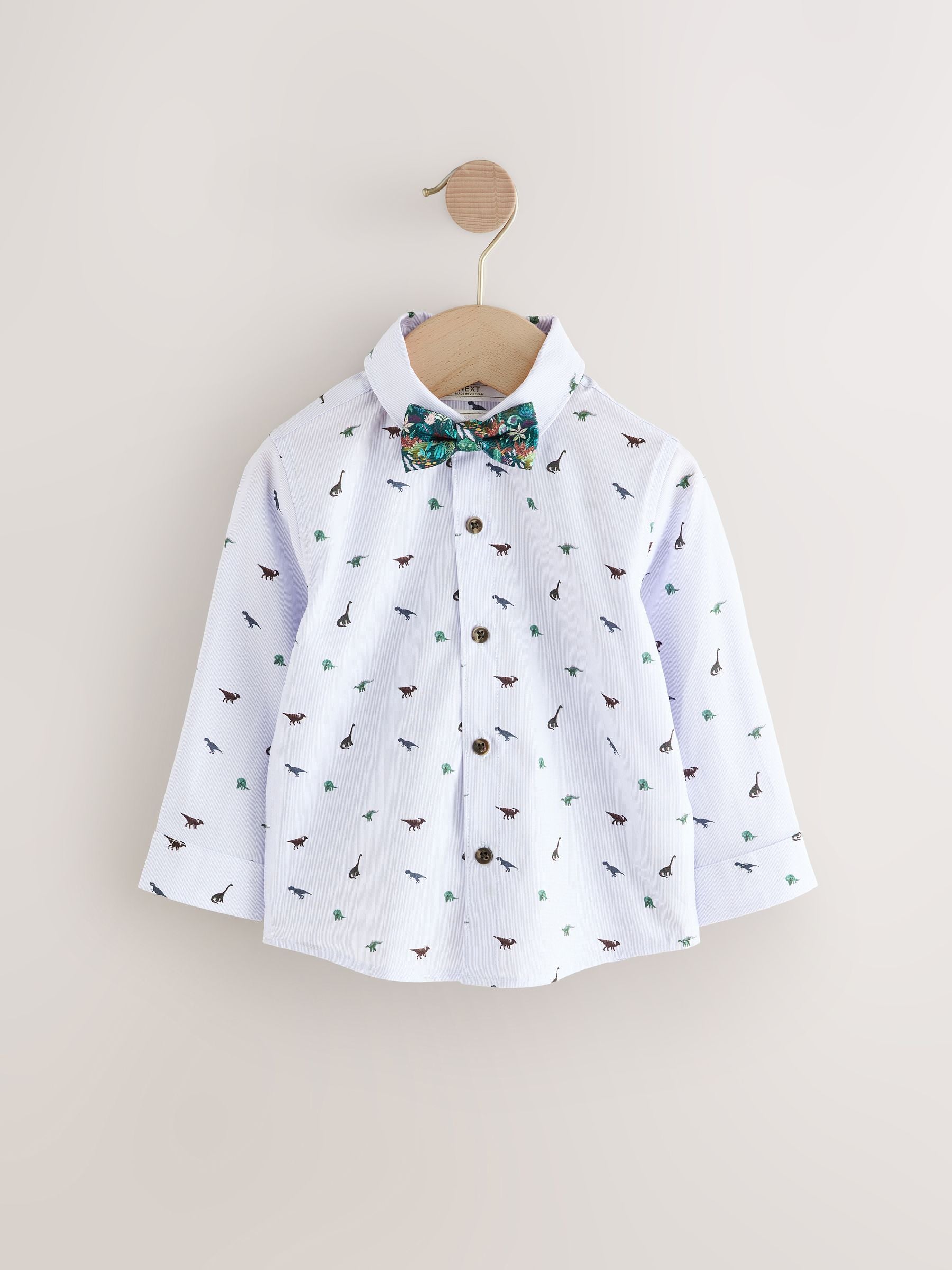 Navy Dino Waistcoat Set With Shirt And Bow Tie (3mths-9yrs) image 2