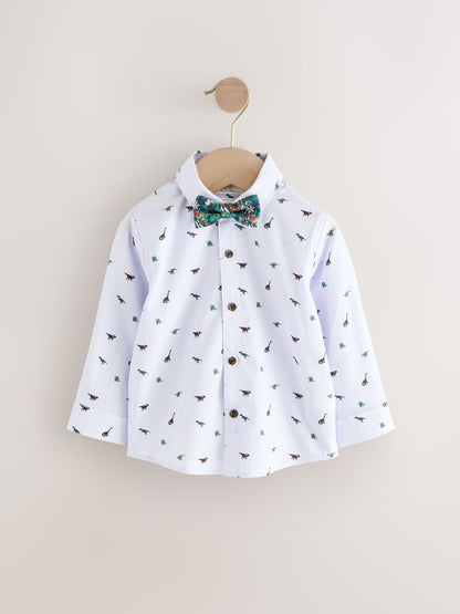 Navy Dino Waistcoat Set With Shirt And Bow Tie (3mths-9yrs) image 2