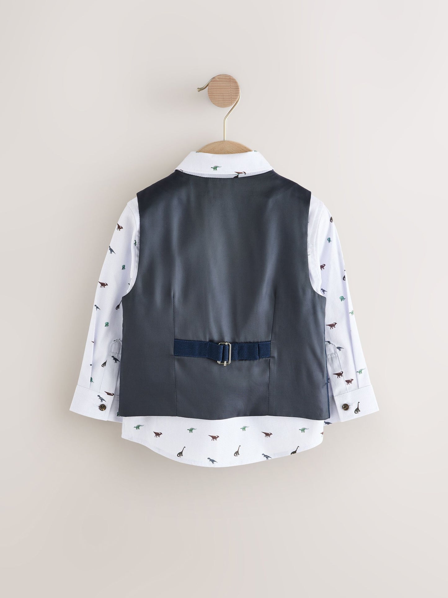 Navy Dino Waistcoat Set With Shirt And Bow Tie (3mths-9yrs) image 3