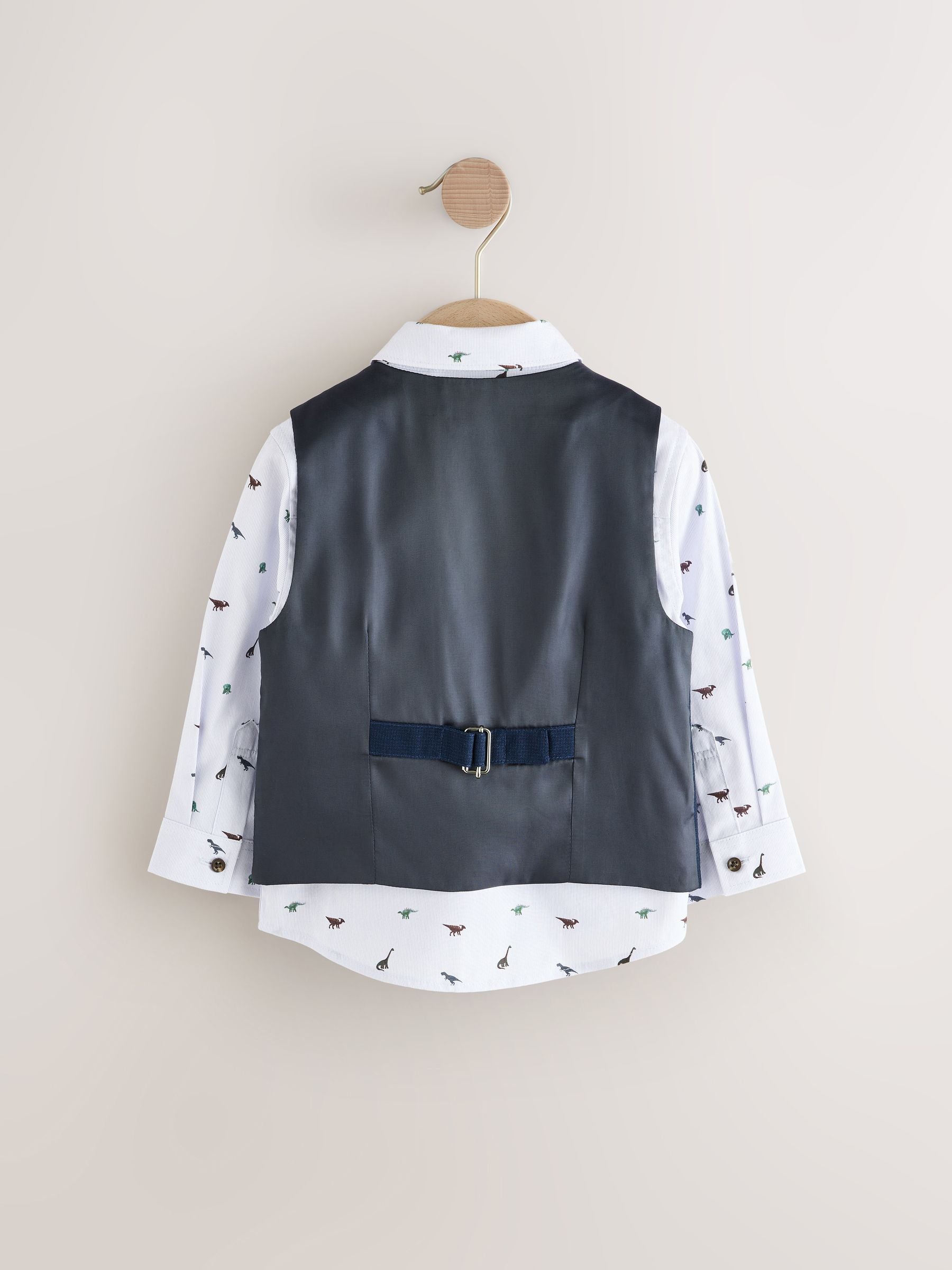 Navy Dino Waistcoat Set With Shirt And Bow Tie (3mths-9yrs) image 3