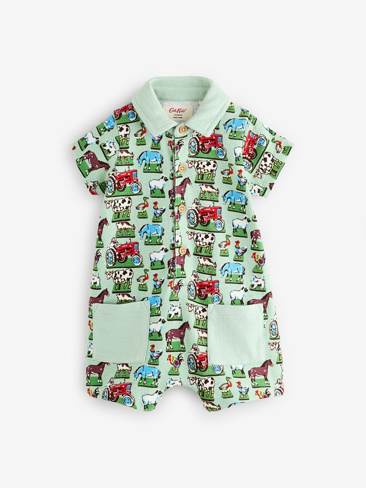 Green Farm Collared 100% Cotton Cath Kidston Romper image 1
