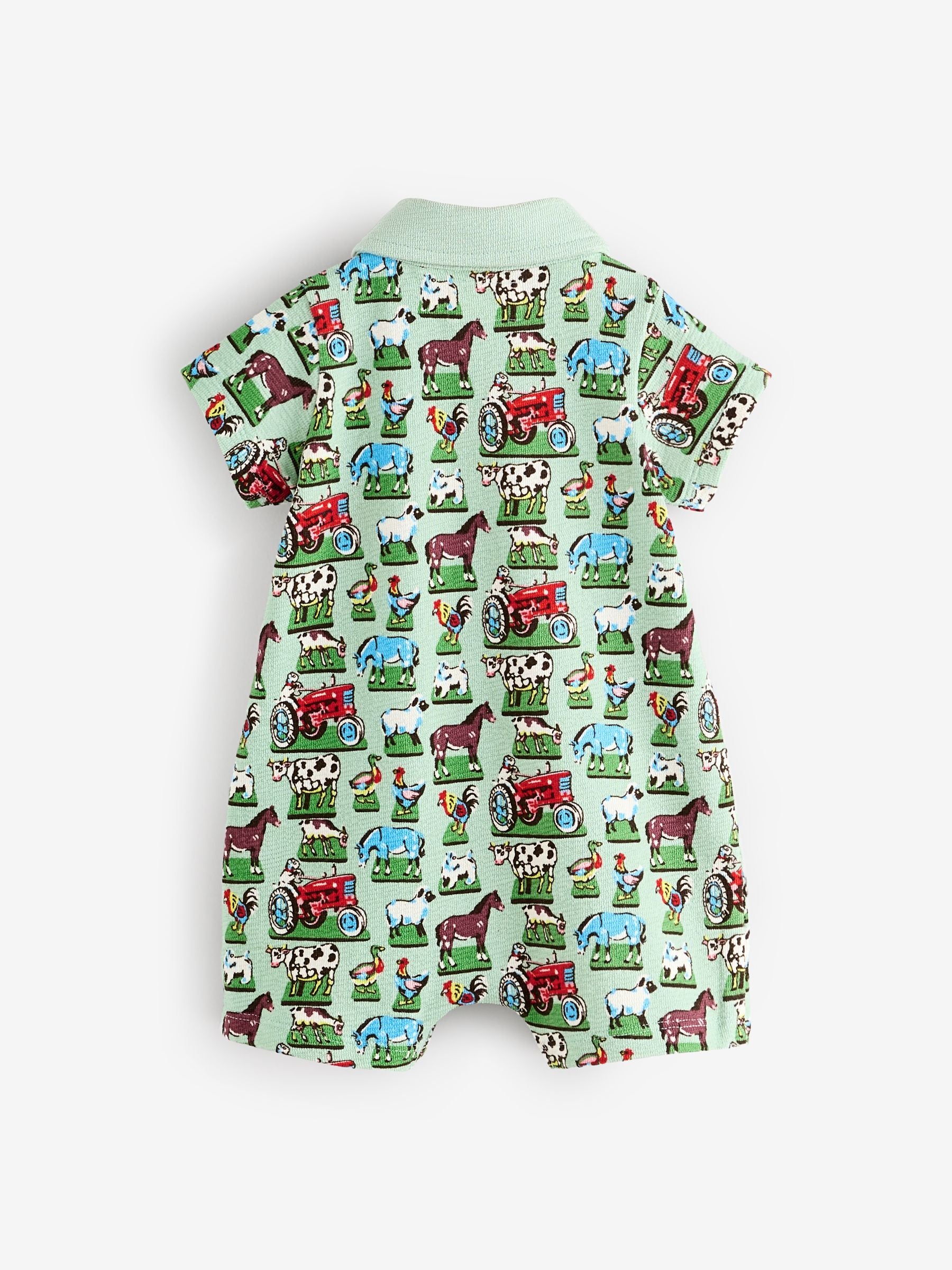 Green Farm Collared 100% Cotton Cath Kidston Romper image 2
