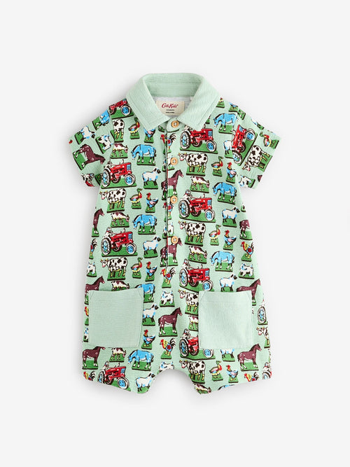 Green Farm Collared 100% Cotton Cath Kidston Romper image 1