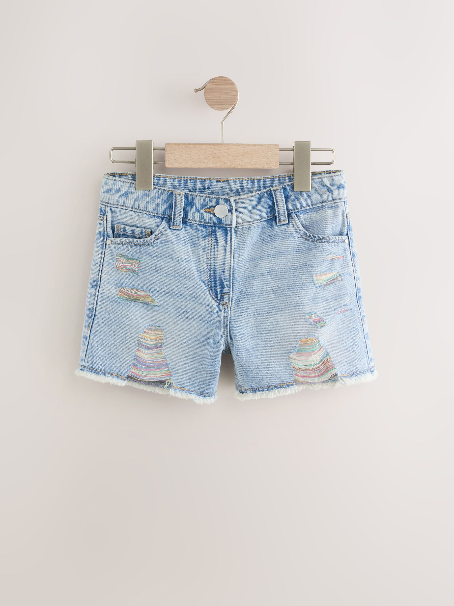 Dsiney Kidz - Rainbow 100% Cotton Frayed Edge Distressed Shorts (3-16yrs) image 5