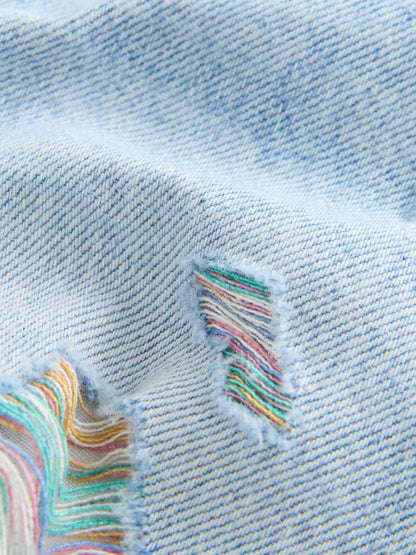 Dsiney Kidz - Rainbow 100% Cotton Frayed Edge Distressed Shorts (3-16yrs) image 7