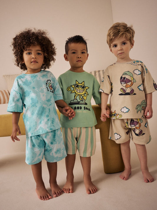 Black/Green Short Pyjamas 3 Pack (9mths-12yrs) image 1