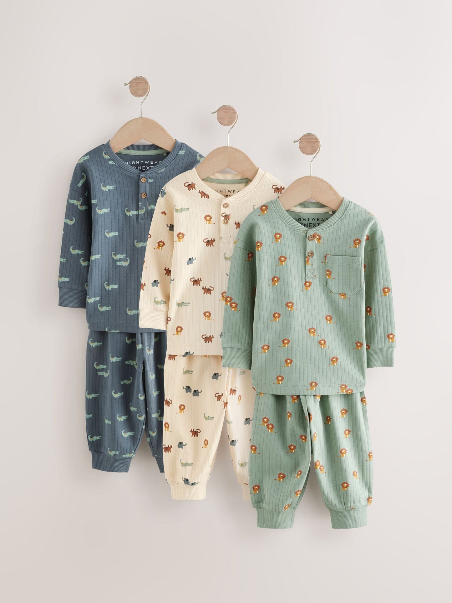 Blue/Ecru Oversized Pyjamas 3 Pack (9mths-10yrs)