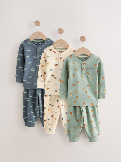 Blue/Ecru Oversized Pyjamas 3 Pack (9mths-10yrs)