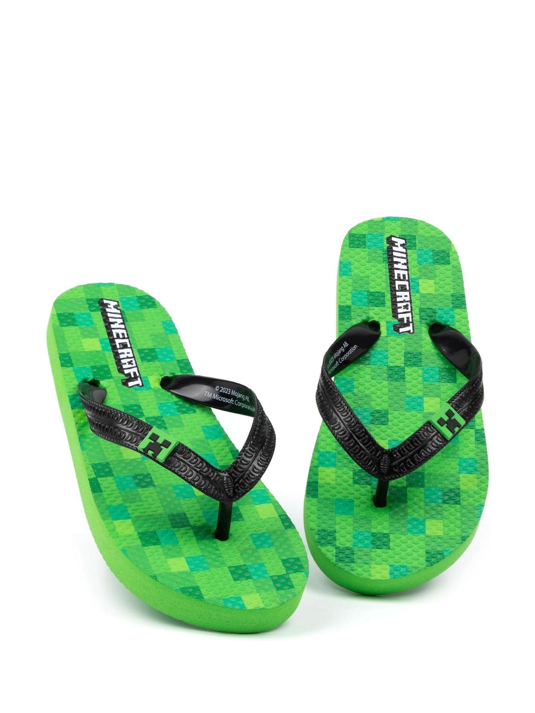 Dsiney Kidz - Vanilla Underground Green Boys Minecraft Character Flip Flops image 1