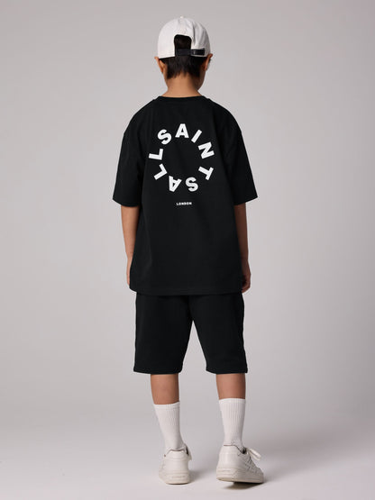 Dsiney Kidz - smALLSAINTS Black Tierra T-Shirt and Sweat Shorts Set image 2