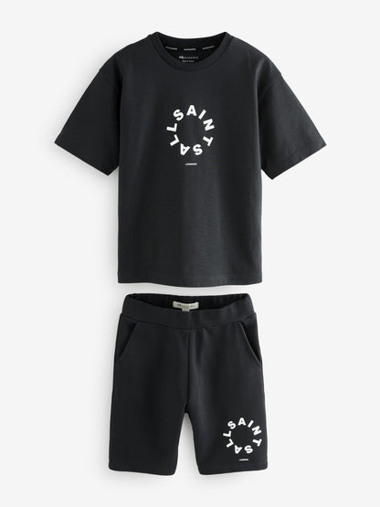 Dsiney Kidz - smALLSAINTS Black Tierra T-Shirt and Sweat Shorts Set image 5