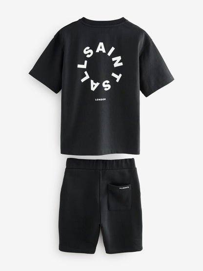 Dsiney Kidz - smALLSAINTS Black Tierra T-Shirt and Sweat Shorts Set image 6