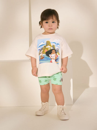 Green/Ecru Disney Moana Short Sleeve T-Shirt and Cycle Shorts Set (3mths-7yrs) image 1