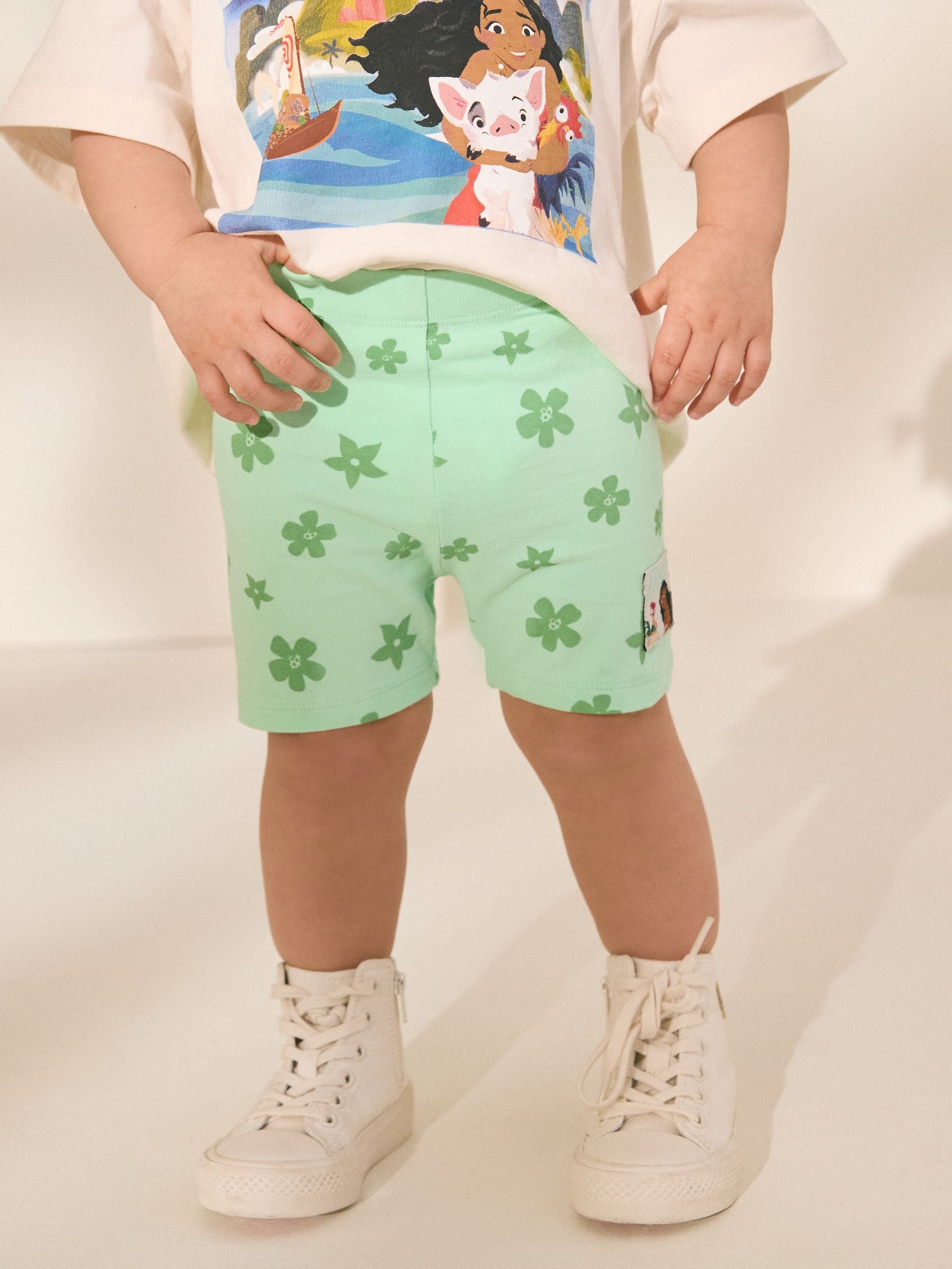 Green/Ecru Disney Moana Short Sleeve T-Shirt and Cycle Shorts Set (3mths-7yrs) image 3