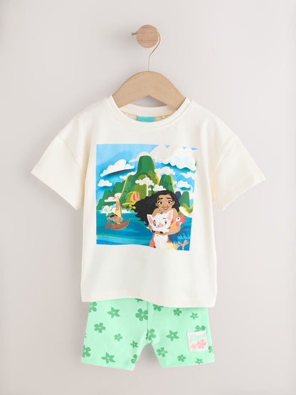Green/Ecru Disney Moana Short Sleeve T-Shirt and Cycle Shorts Set (3mths-7yrs) image 5